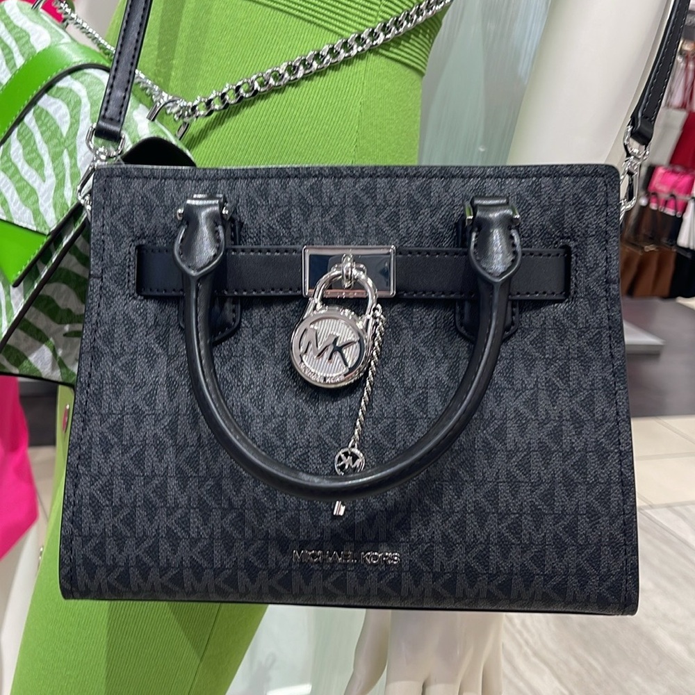Michael Kors Hamilton Small Signature Logo Satchel Crossbody Bag
Black /Silver - Picture 3 of 16